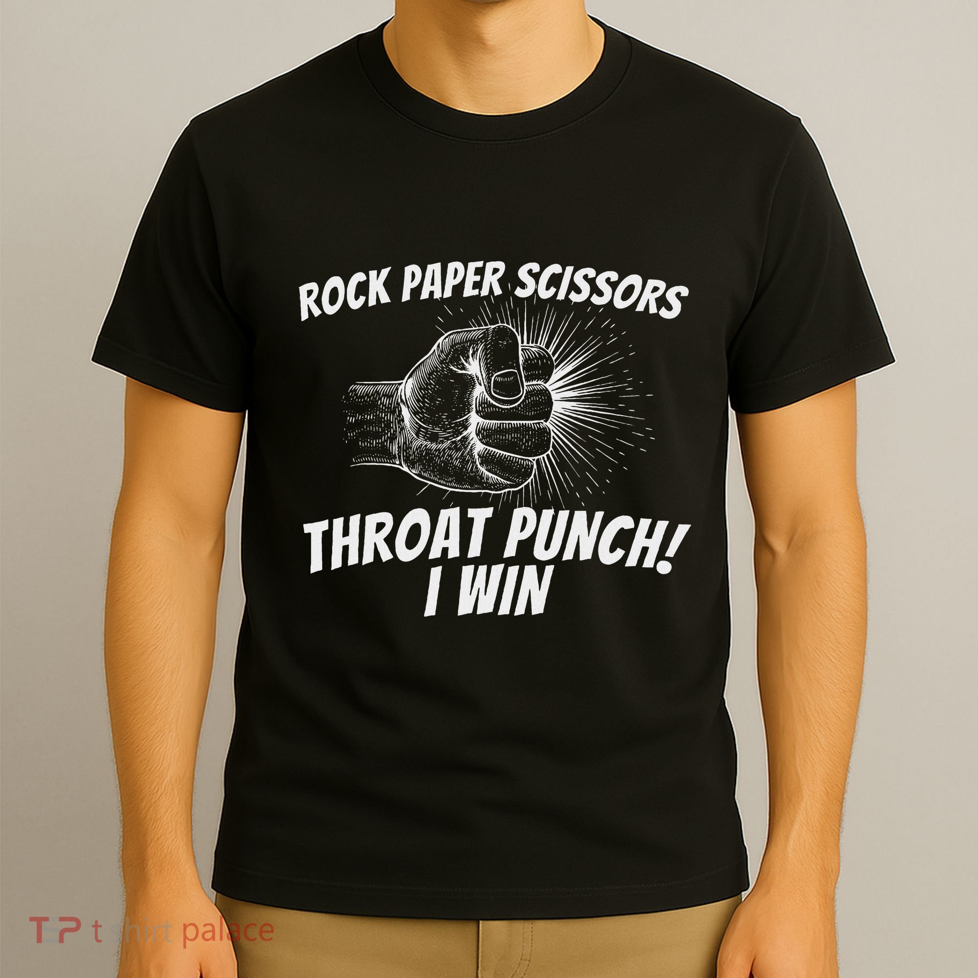 Rock Paper Scissors Throat Punch Adult Humor Sarcastic T-Shirt