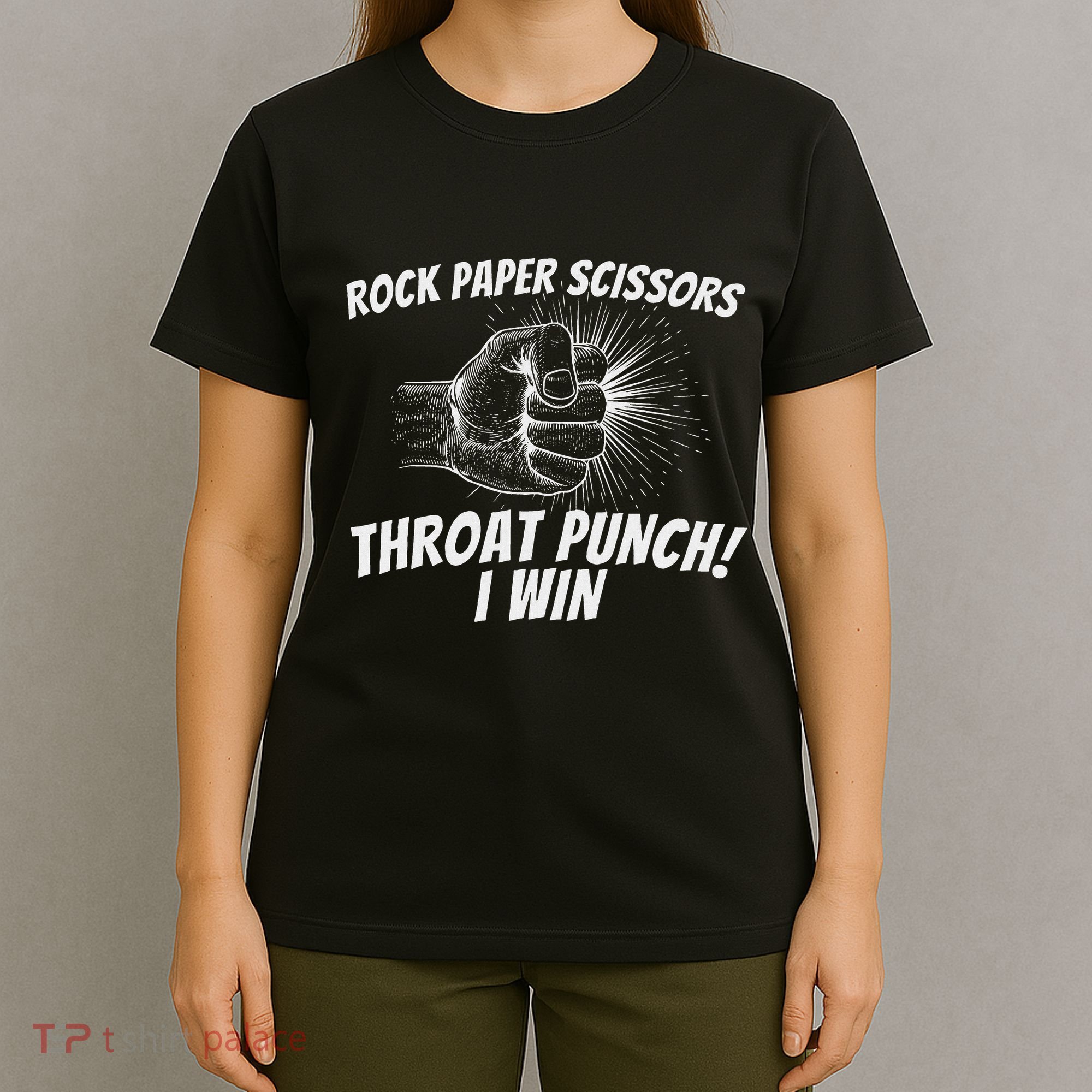 Rock Paper Scissors Throat Punch Adult Humor Sarcastic T-Shirt
