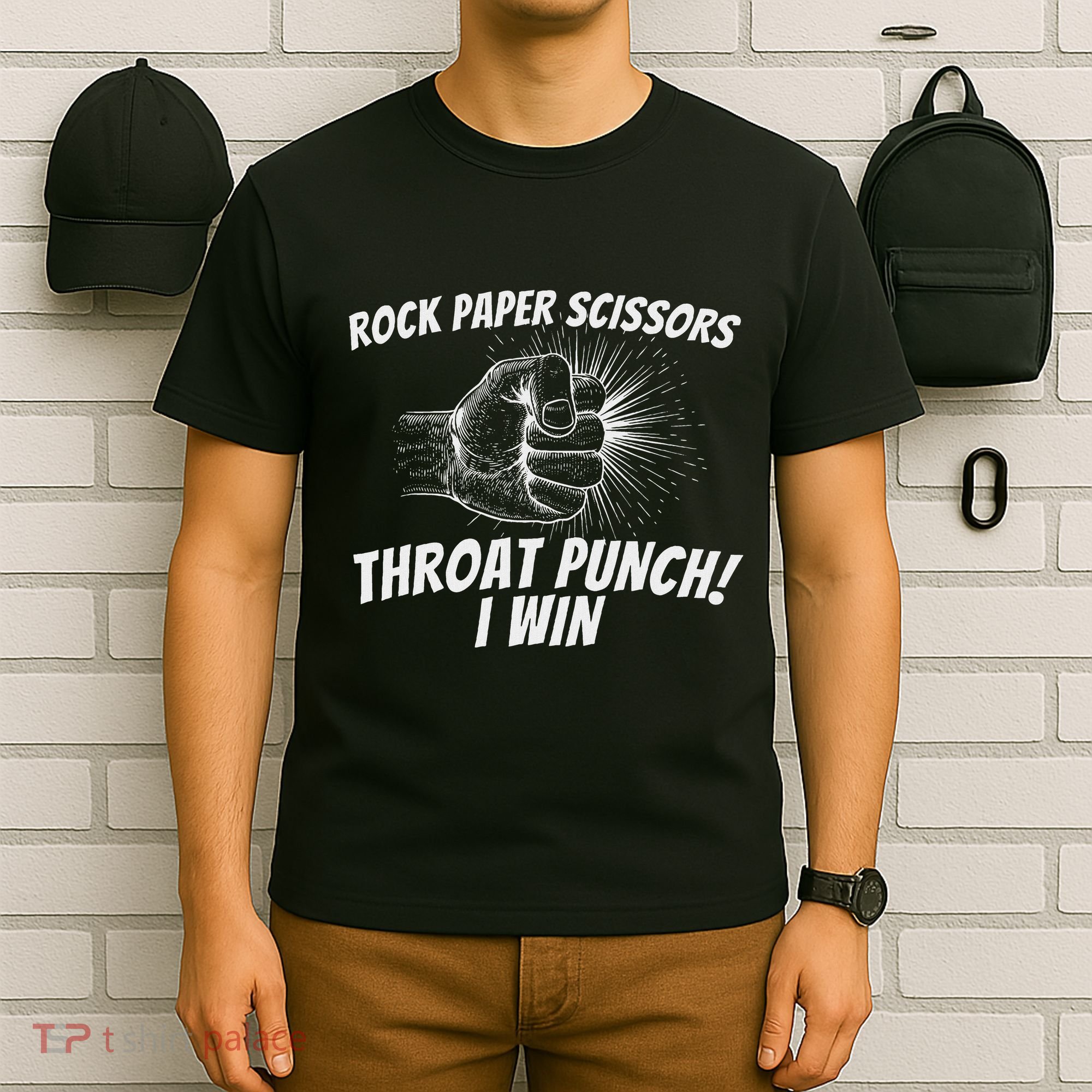 Rock Paper Scissors Throat Punch Adult Humor Sarcastic T-Shirt