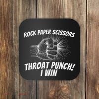 Rock Paper Scissors Throat Punch Adult Humor Sarcastic Coaster thumb 0
