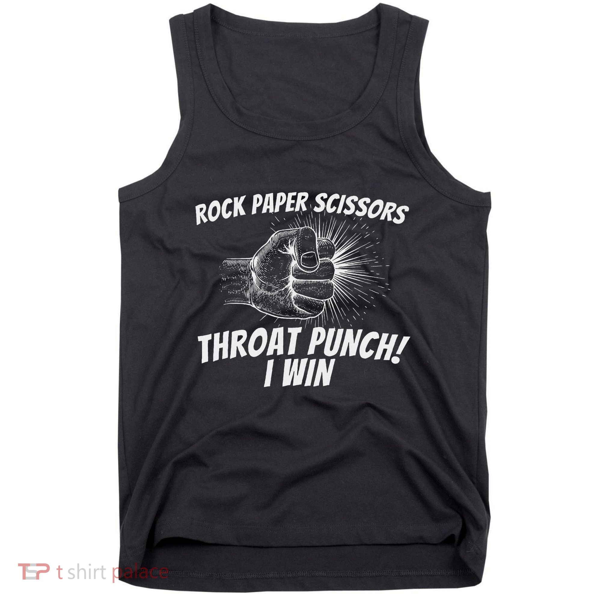 Rock Paper Scissors Throat Punch Adult Humor Sarcastic Tank Top