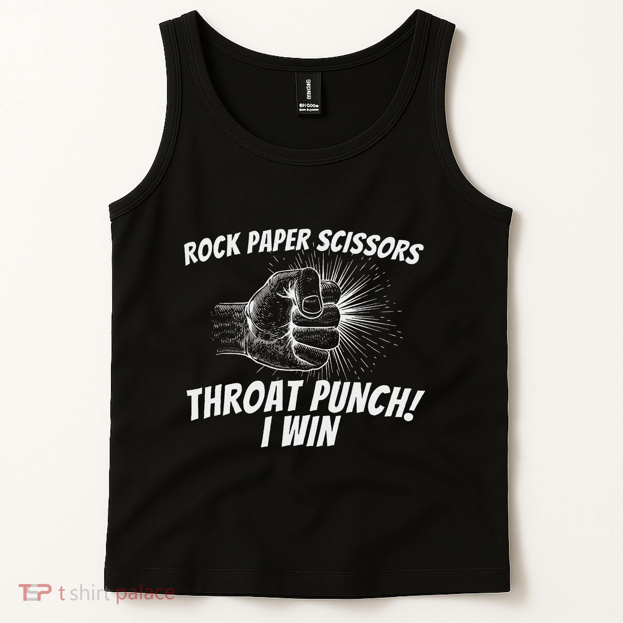 Rock Paper Scissors Throat Punch Adult Humor Sarcastic Tank Top