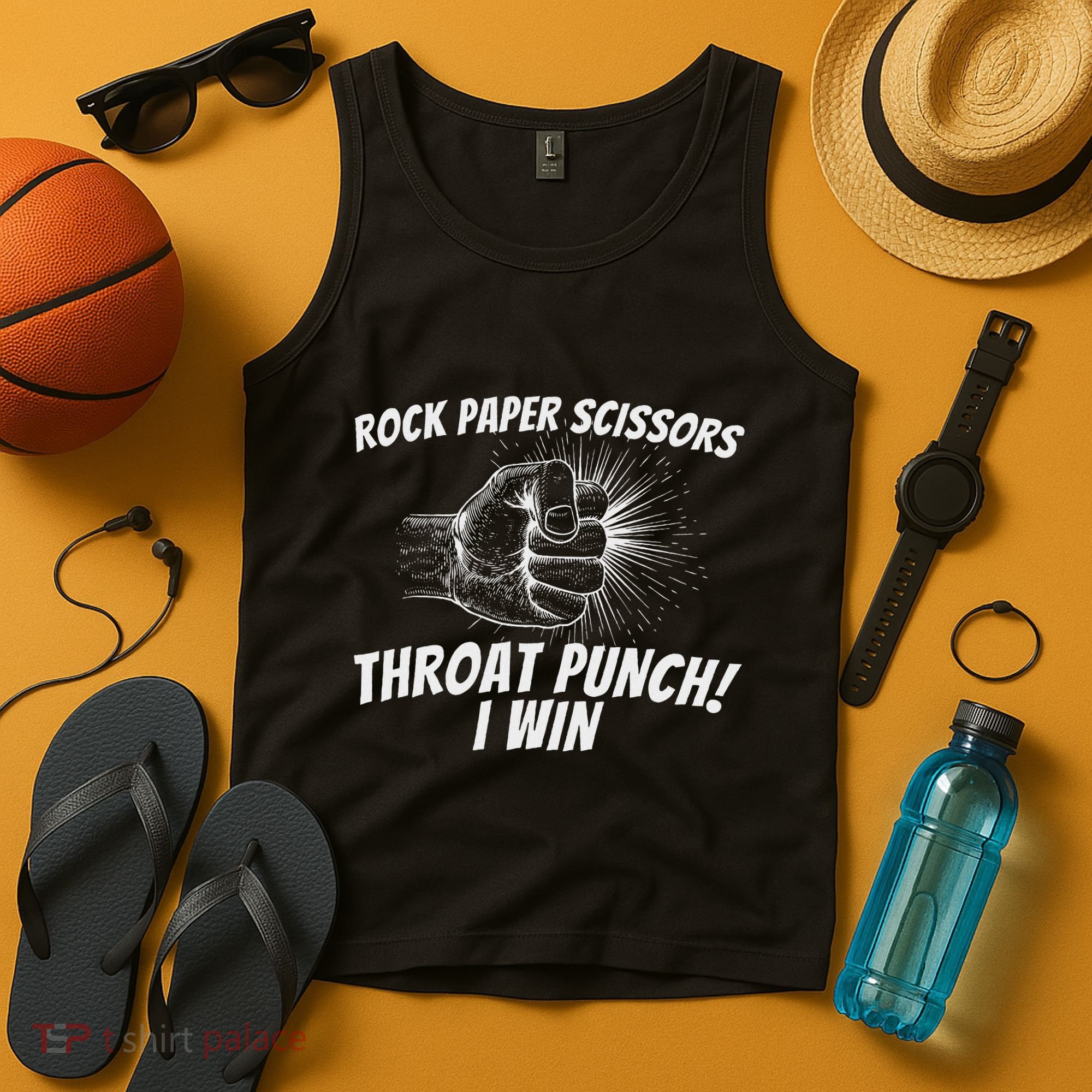 Rock Paper Scissors Throat Punch Adult Humor Sarcastic Tank Top