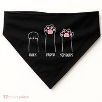 Rock Paper Scissors Hand Game Cute Paw Funny Cat USA-Made Doggie Bandana thumb 0