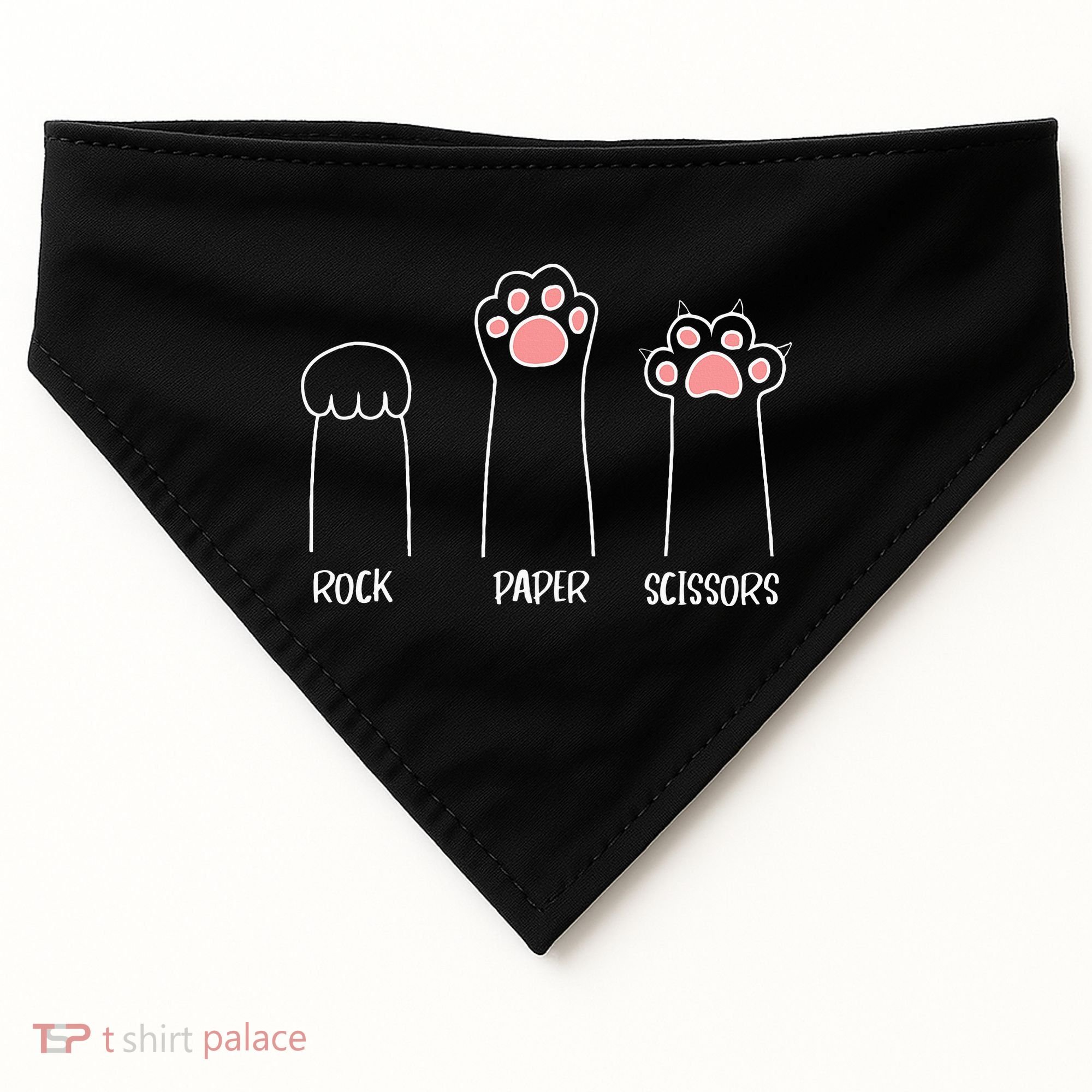 Rock Paper Scissors Hand Game Cute Paw Funny Cat USA-Made Doggie Bandana