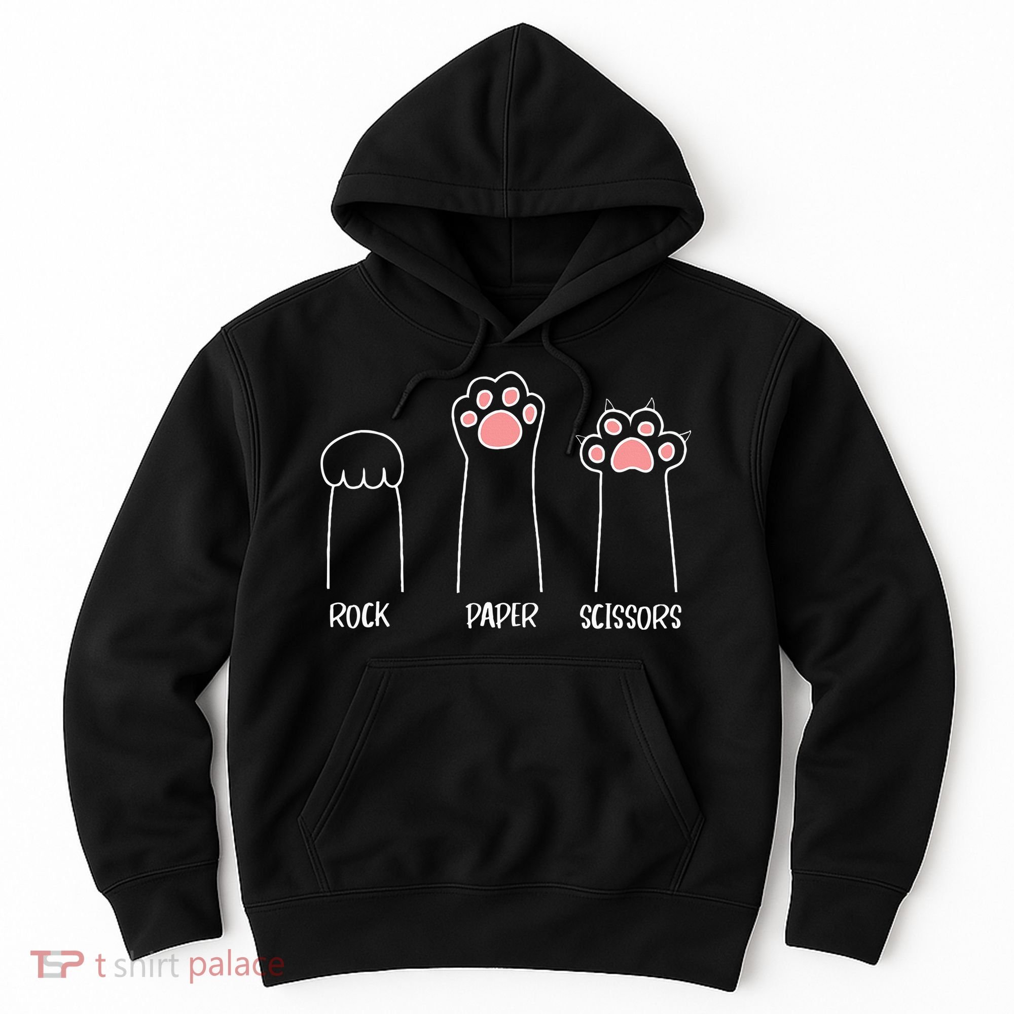 Rock Paper Scissors Hand Game Cute Paw Funny Cat Hoodie