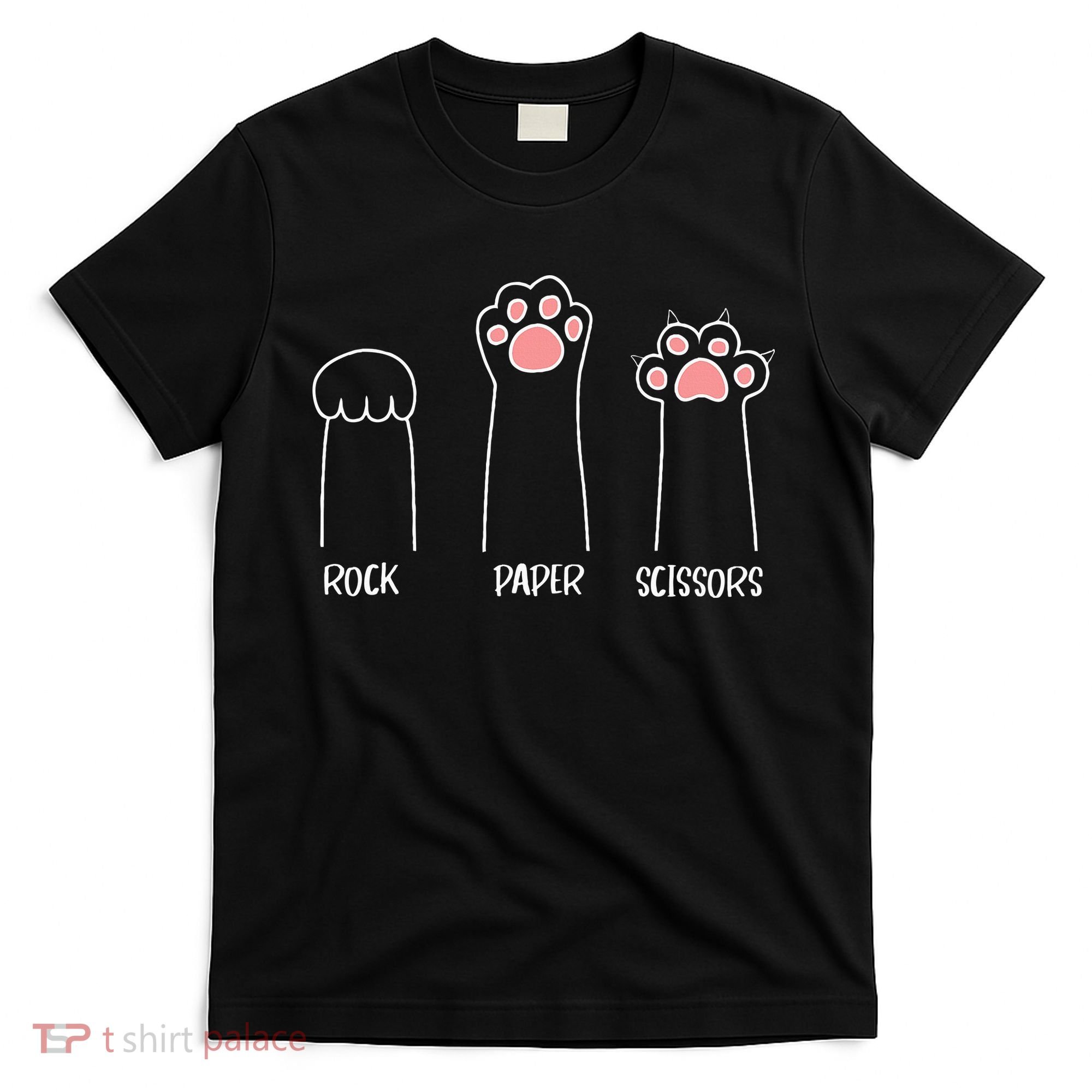 Rock Paper Scissors Hand Game Cute Paw Funny Cat T-Shirt