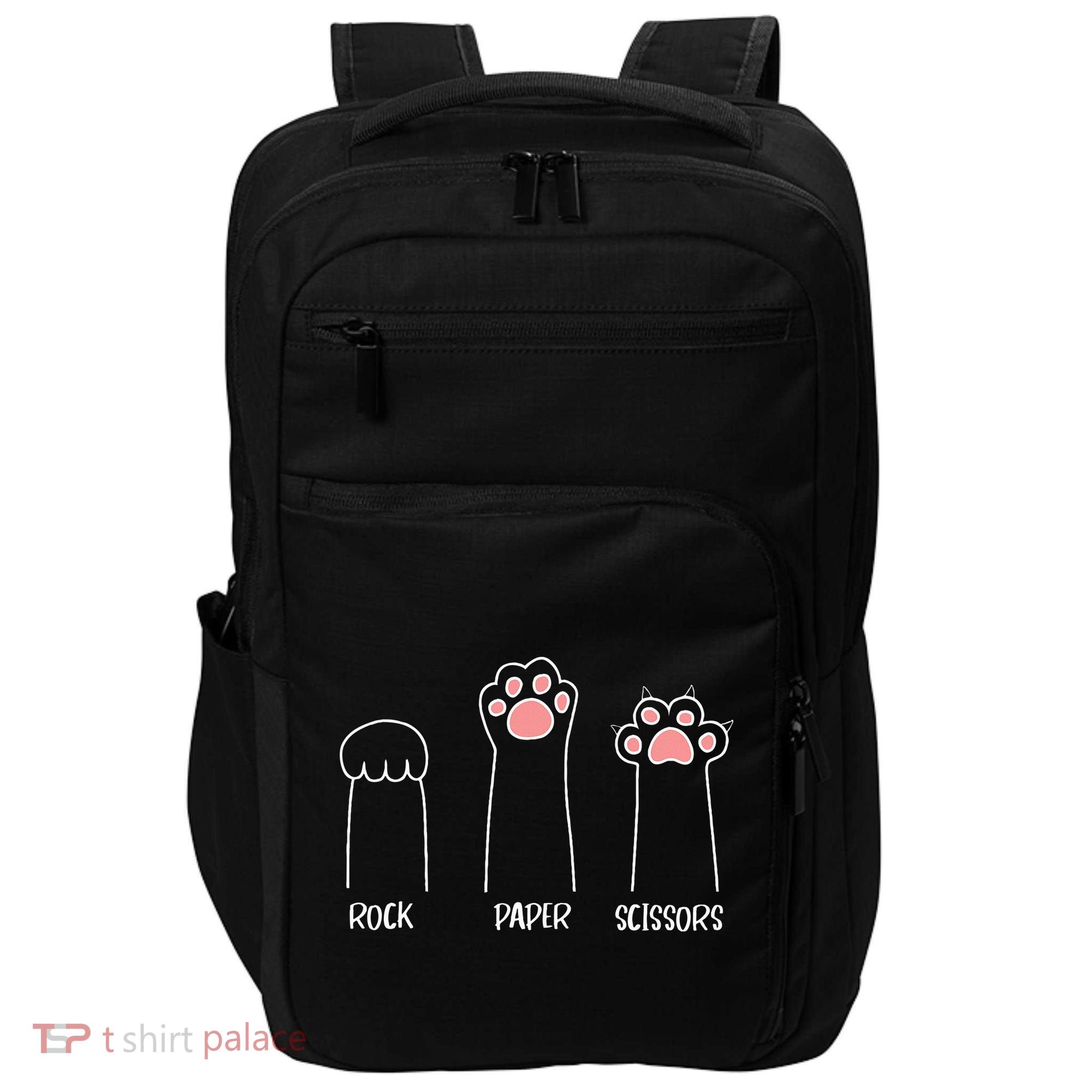 Rock Paper Scissors Hand Game Cute Paw Funny Cat Impact Tech Backpack