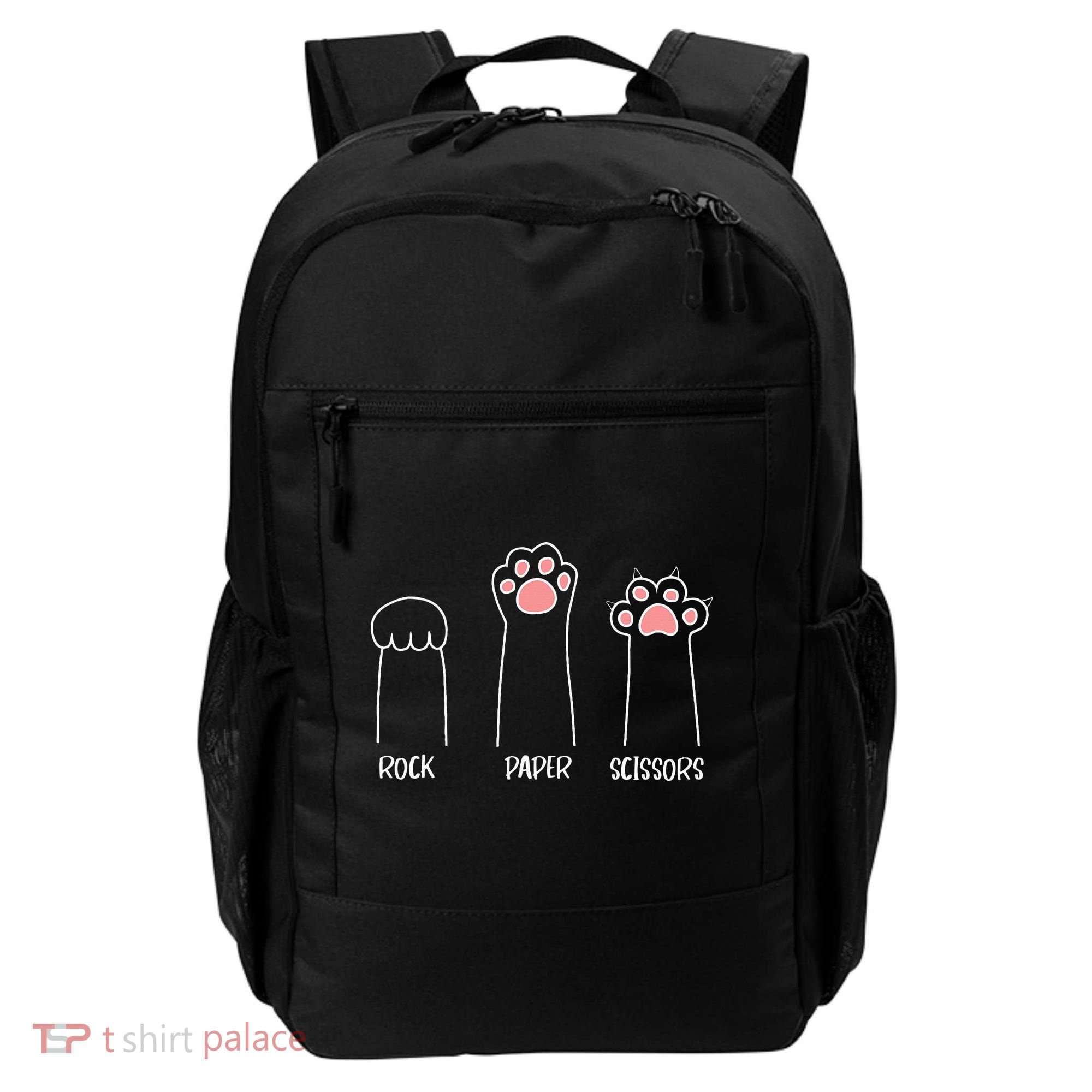 Rock Paper Scissors Hand Game Cute Paw Funny Cat Backpack
