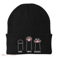 Rock Paper Scissors Hand Game Cute Paw Funny Cat Beanie thumb 0