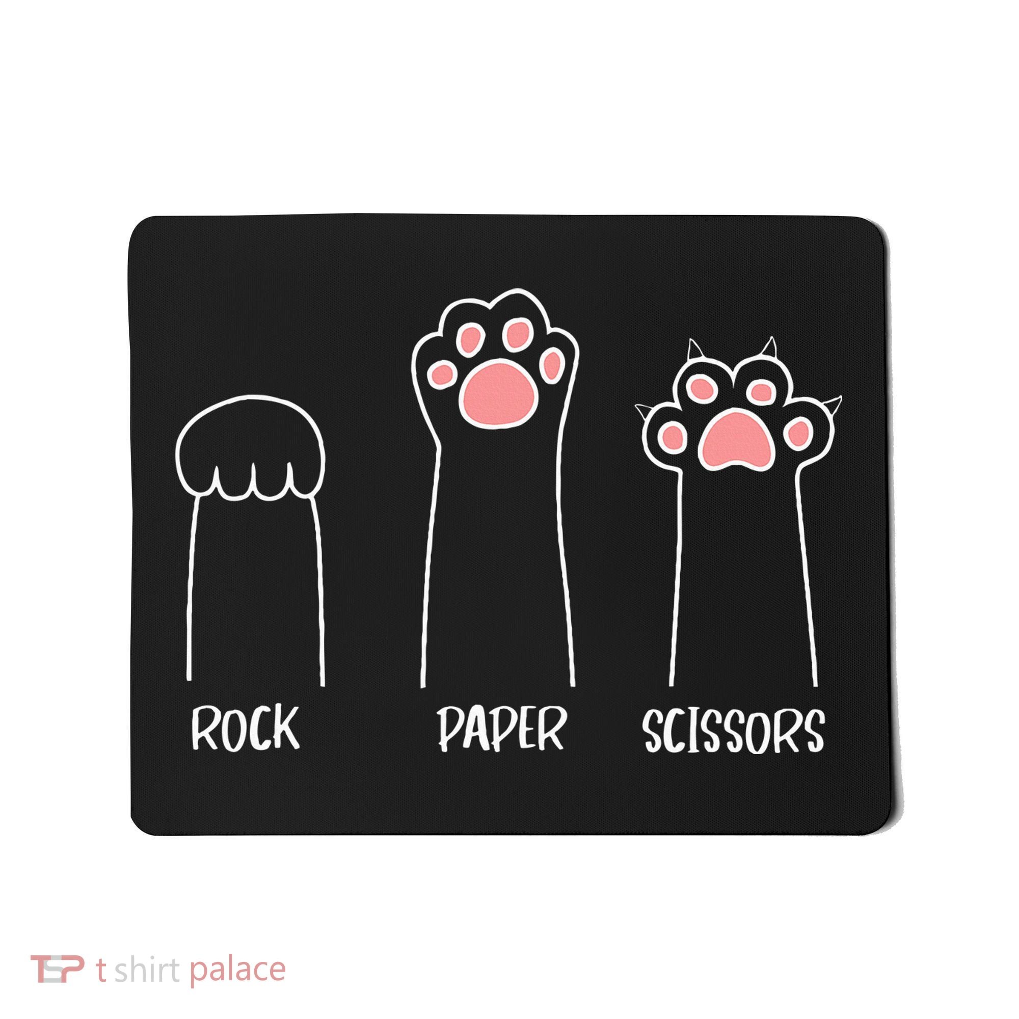Rock Paper Scissors Hand Game Cute Paw Funny Cat Mousepad