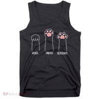 Rock Paper Scissors Hand Game Cute Paw Funny Cat Tank Top thumb 0