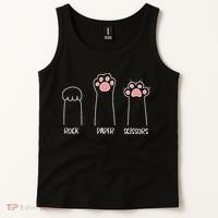 Rock Paper Scissors Hand Game Cute Paw Funny Cat Tank Top thumb 2