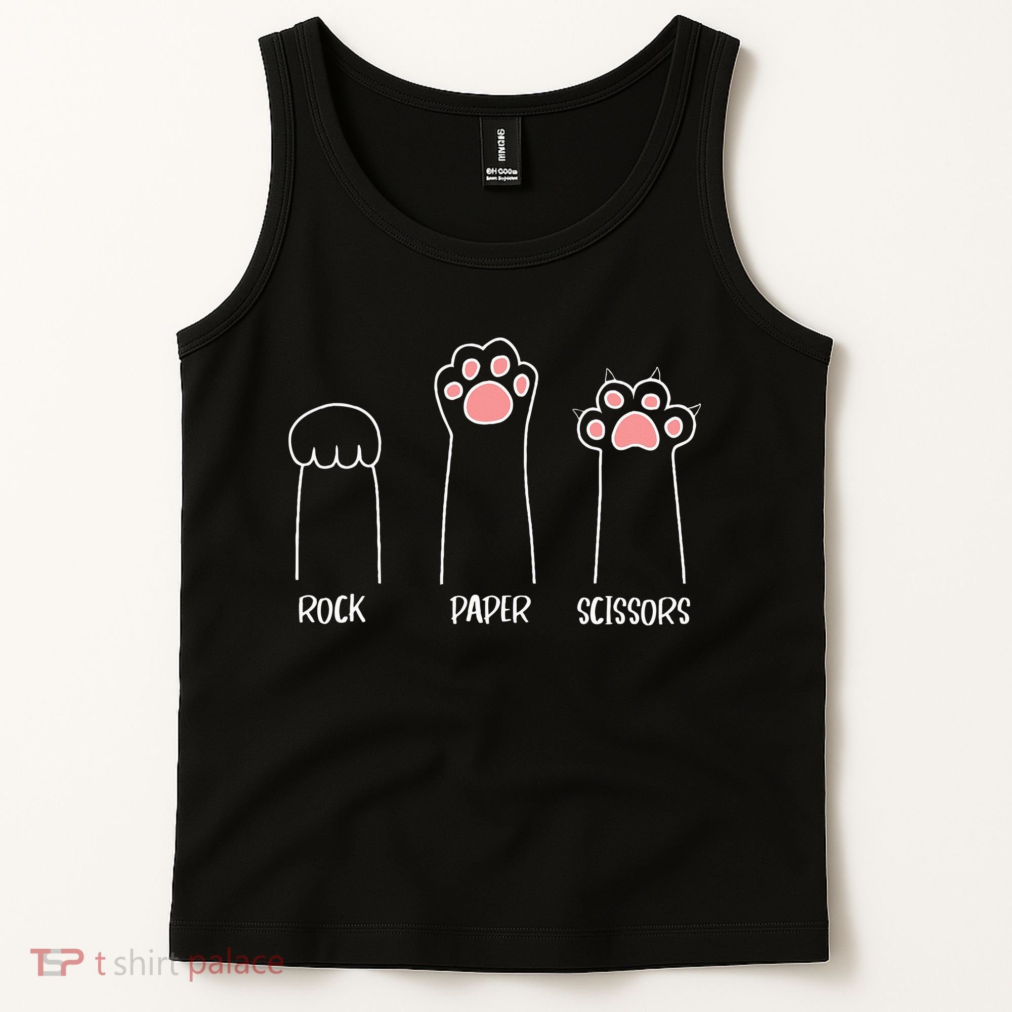 Rock Paper Scissors Hand Game Cute Paw Funny Cat Tank Top