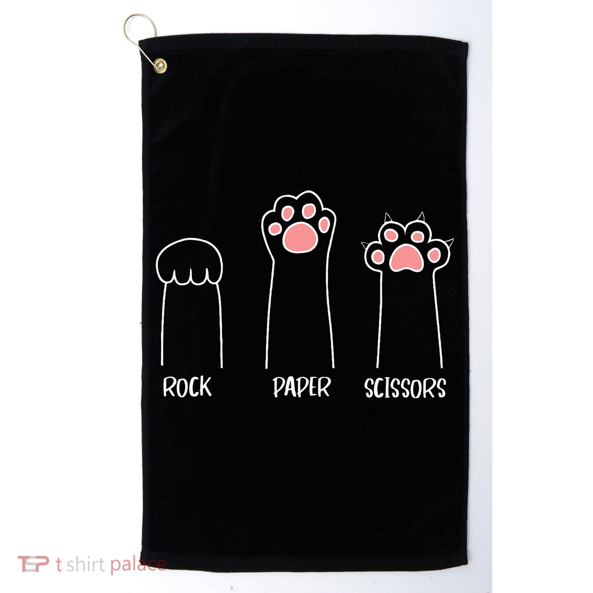 Rock Paper Scissors Hand Game Cute Paw Funny Cat Golf Towel