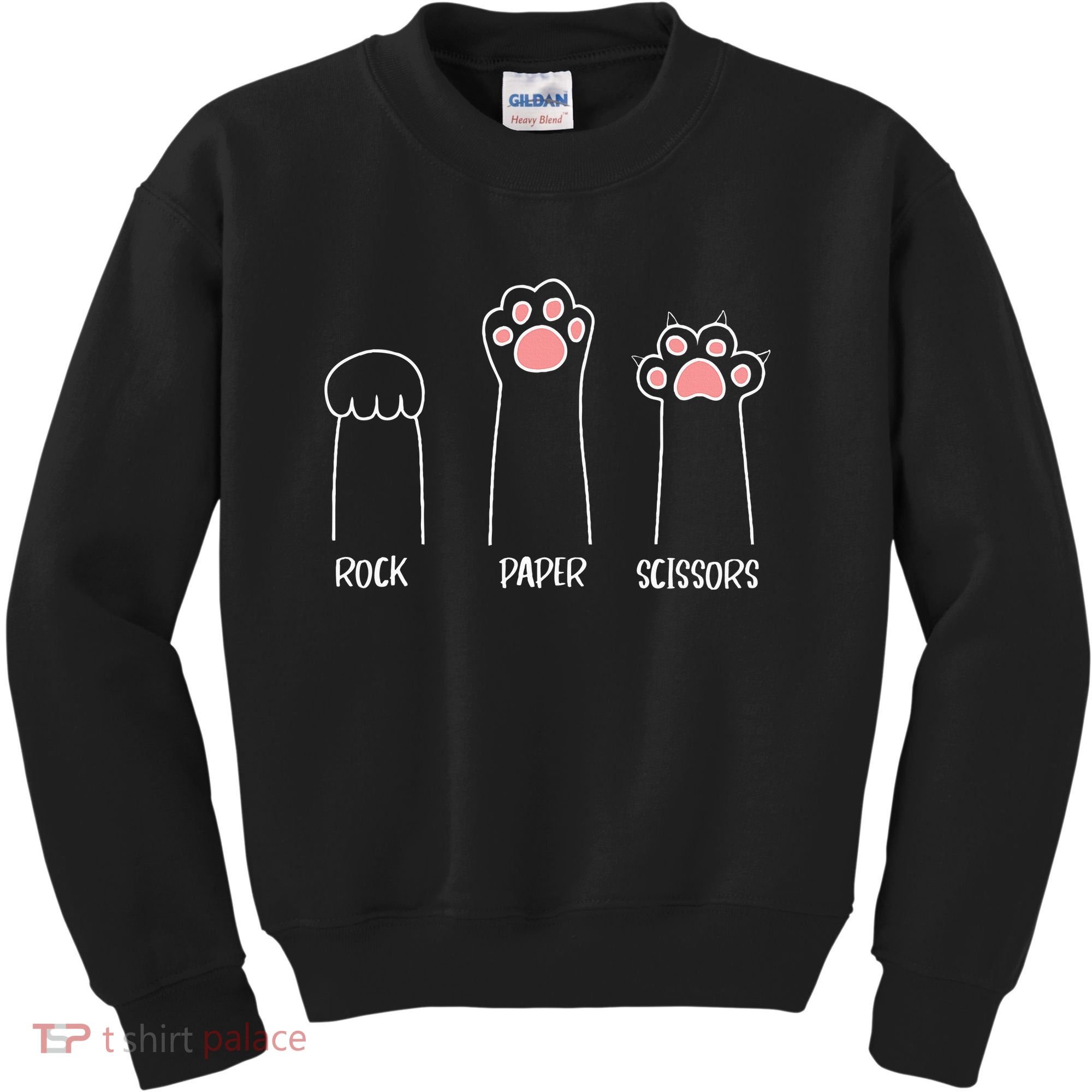 Rock Paper Scissors Hand Game Cute Paw Funny Cat Kids Sweatshirt