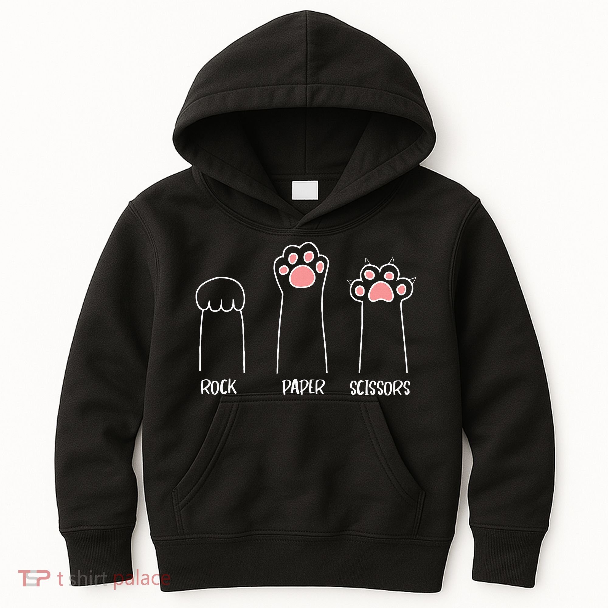 Rock Paper Scissors Hand Game Cute Paw Funny Cat Kids Hoodie