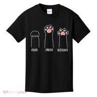 Rock Paper Scissors Hand Game Cute Paw Funny Cat Kids T-Shirt thumb 0