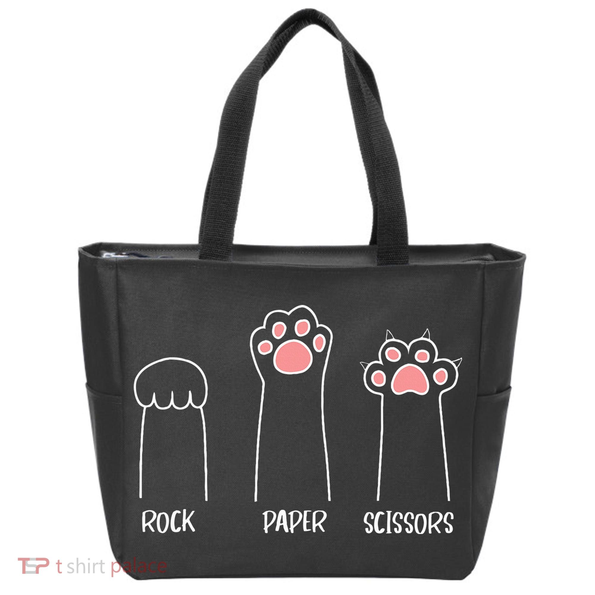 Rock Paper Scissors Hand Game Cute Paw Funny Cat Tote Bag
