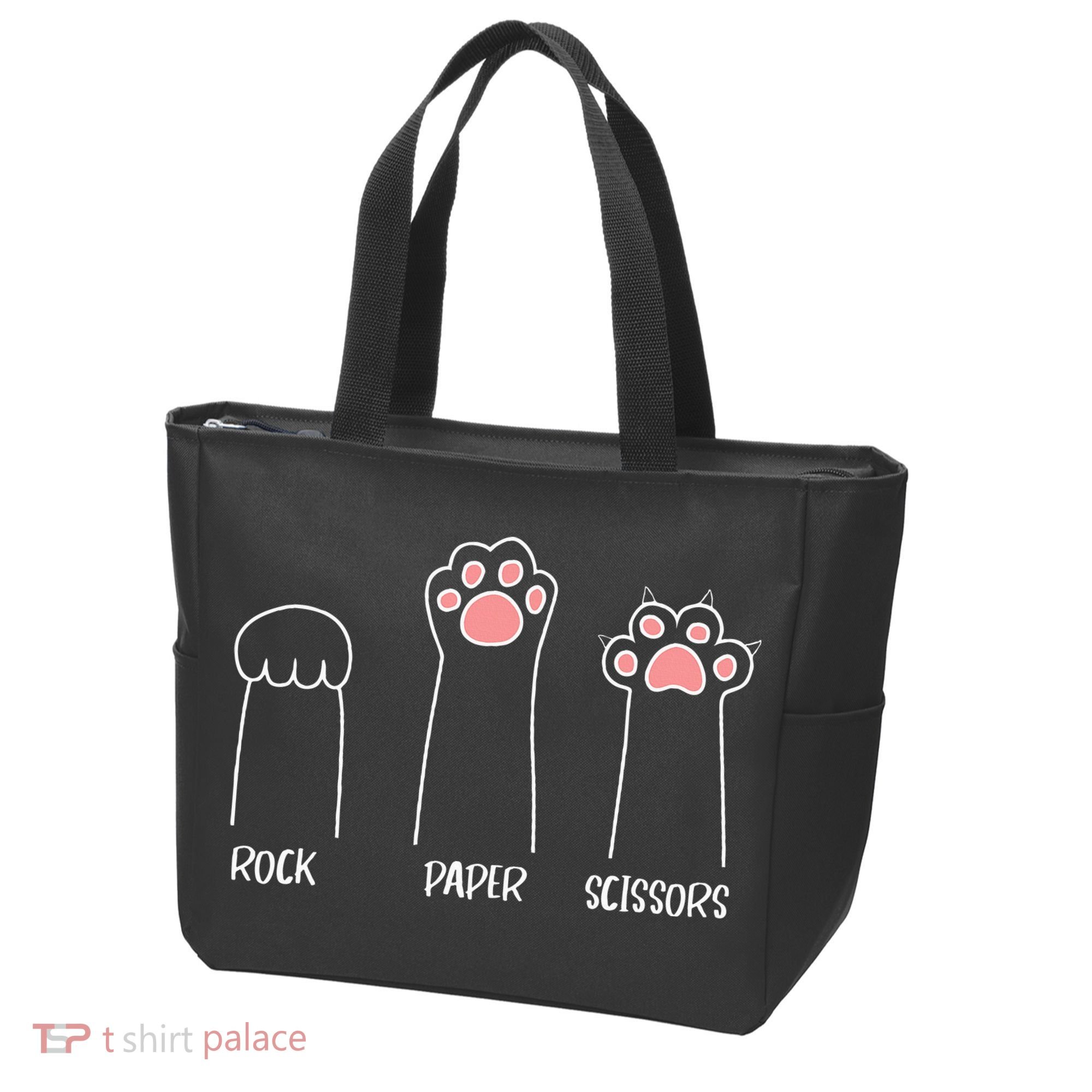 Rock Paper Scissors Hand Game Cute Paw Funny Cat Tote Bag