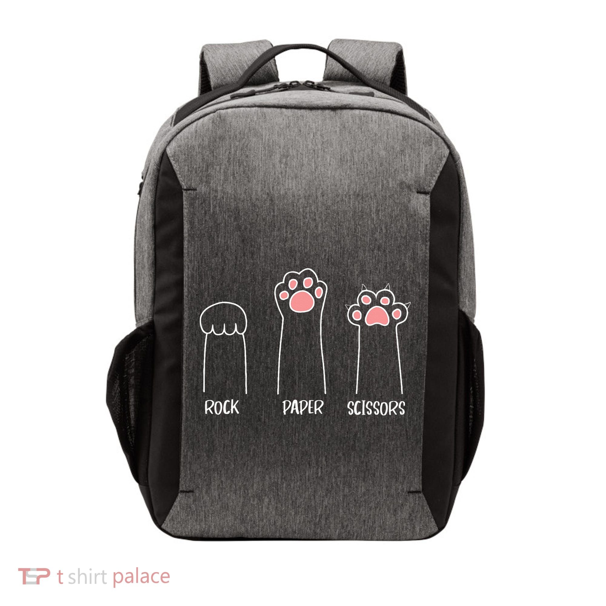 Rock Paper Scissors Hand Game Cute Paw Funny Cat Vector Backpack