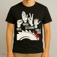 Rock Paper Scissors Table Saw Funny Woodworking Carpenter T-Shirt thumb 3