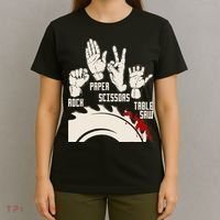 Rock Paper Scissors Table Saw Funny Woodworking Carpenter T-Shirt thumb 4