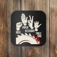 Rock Paper Scissors Table Saw Funny Woodworking Carpenter Coaster thumb 0