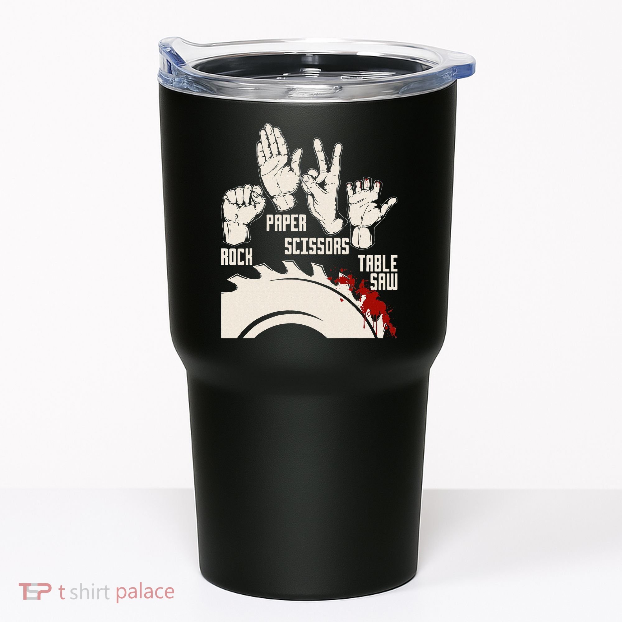 Rock Paper Scissors Table Saw Funny Woodworking Carpenter Tumbler