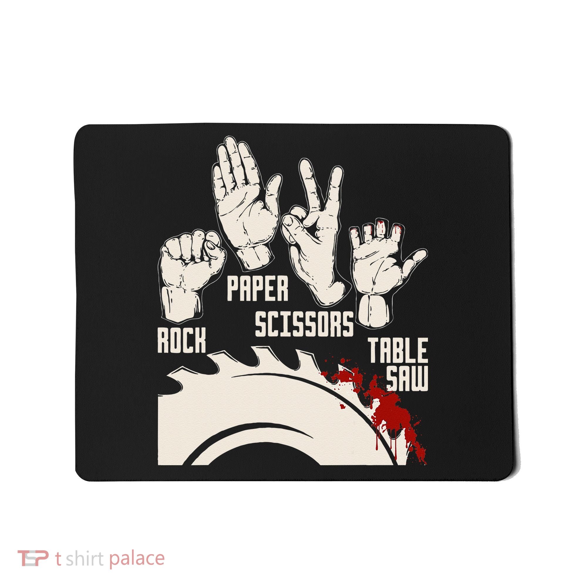 Rock Paper Scissors Table Saw Funny Woodworking Carpenter Mousepad