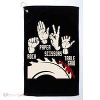 Rock Paper Scissors Table Saw Funny Woodworking Carpenter Golf Towel thumb 0