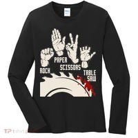 Rock Paper Scissors Table Saw Funny Woodworking Carpenter Women's Long Sleeve Shirt thumb 0