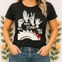 Rock Paper Scissors Table Saw Funny Woodworking Carpenter Women's T-Shirt thumb 2