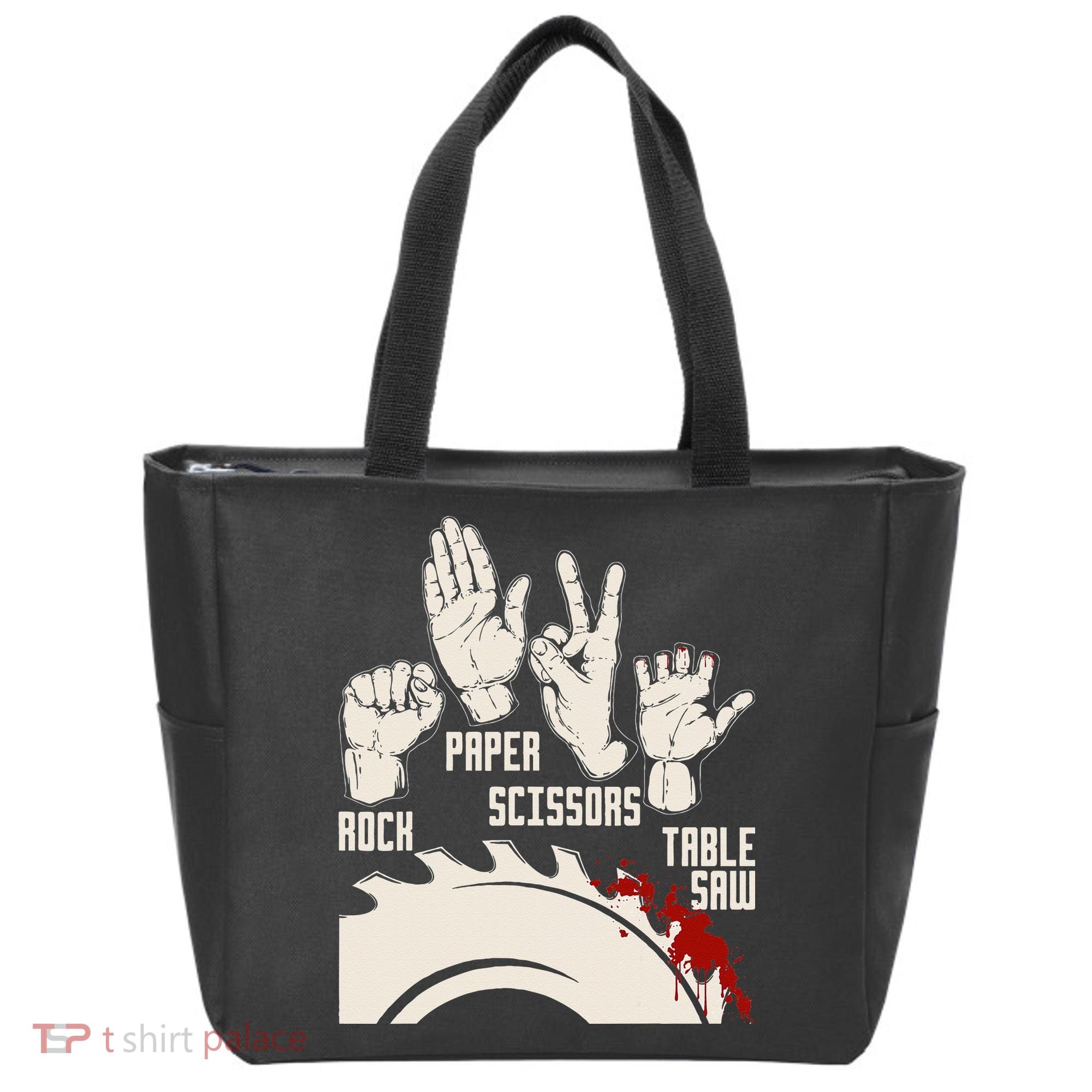 Rock Paper Scissors Table Saw Funny Woodworking Carpenter Tote Bag