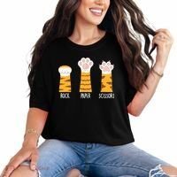 Rock Paper Scissors Hand Game Funny Cute Paw Cat Lovers Comfort Colors T-Shirt thumb 0