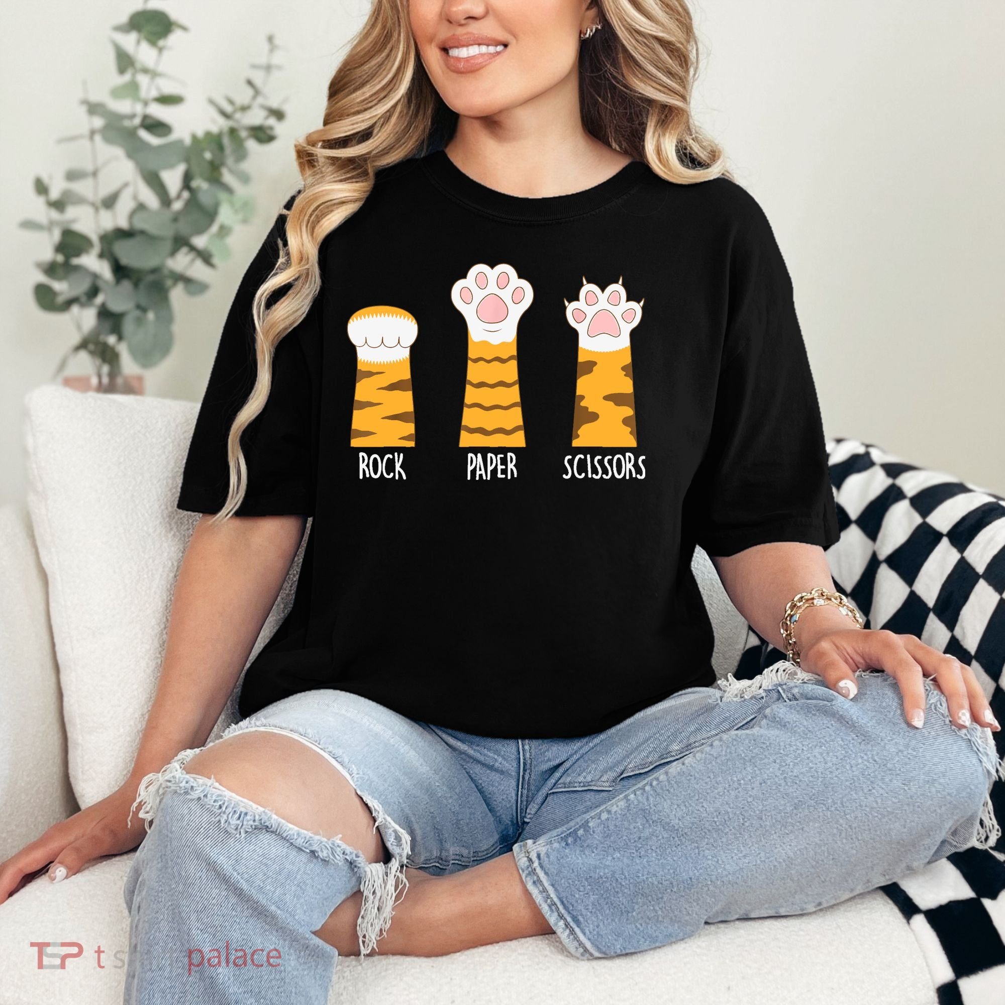 Rock Paper Scissors Hand Game Funny Cute Paw Cat Lovers Comfort Colors T-Shirt