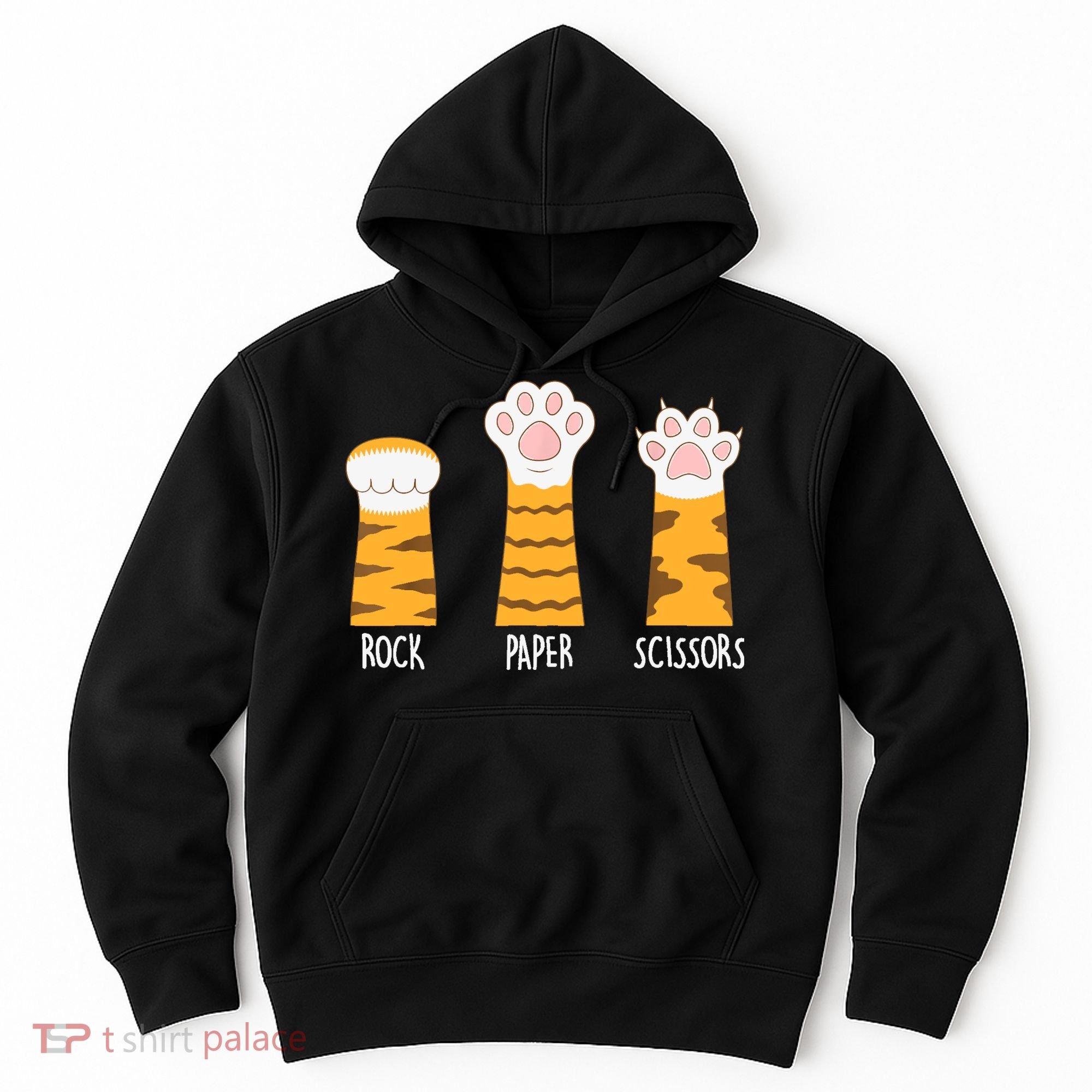 Rock Paper Scissors Hand Game Funny Cute Paw Cat Lovers Hoodie