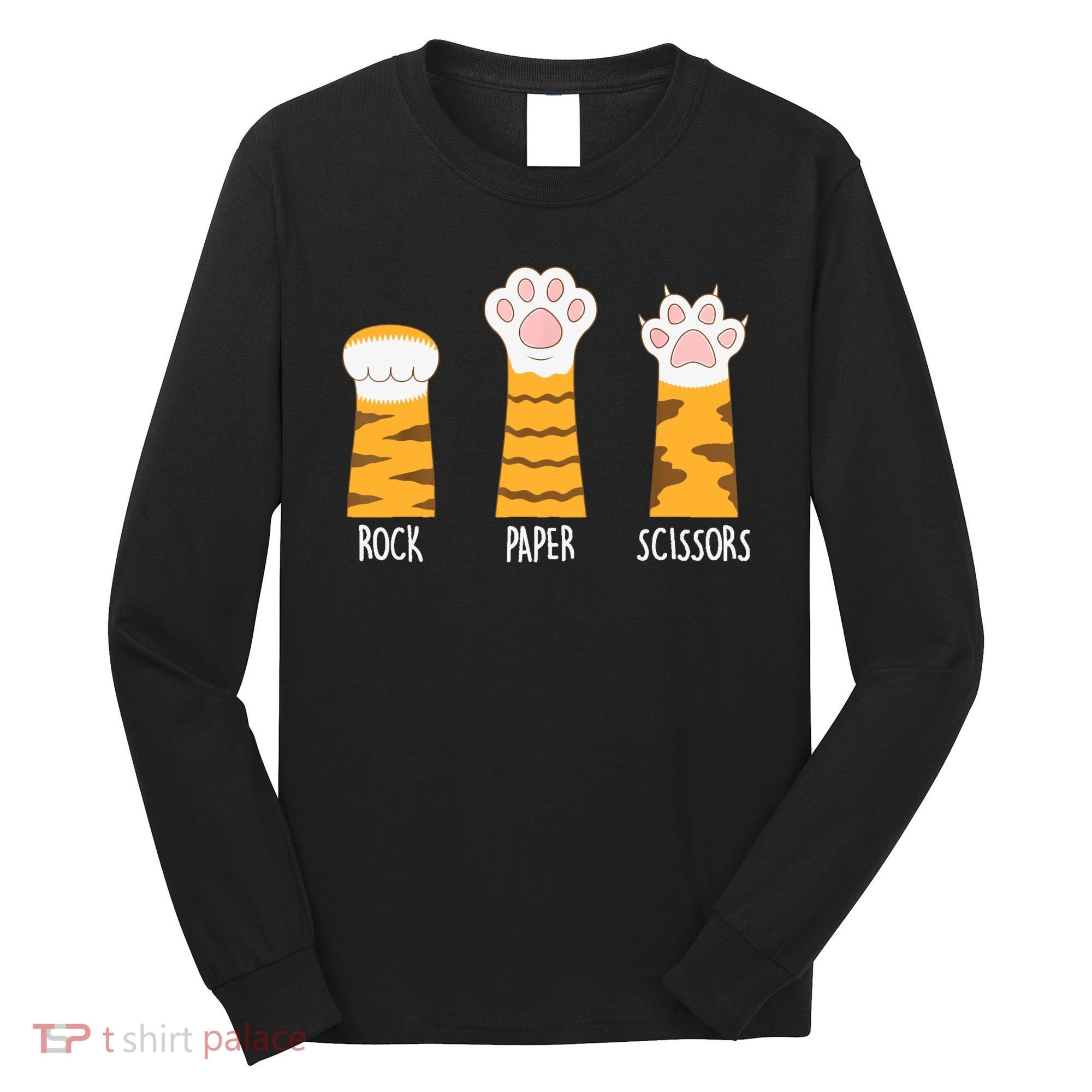 Rock Paper Scissors Hand Game Funny Cute Paw Cat Lovers Long Sleeve Shirt