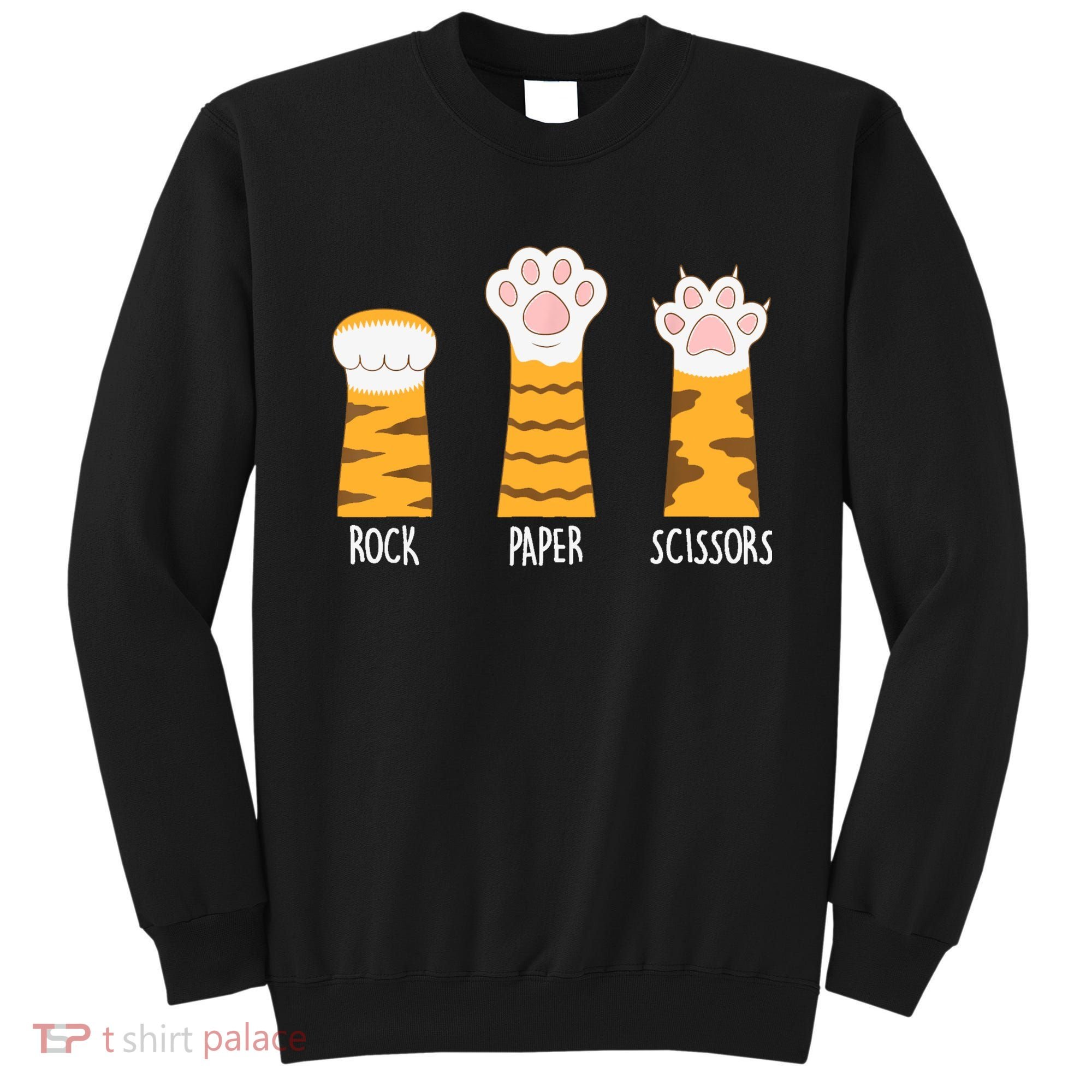 Rock Paper Scissors Hand Game Funny Cute Paw Cat Lovers Sweatshirt