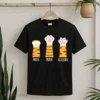 Rock Paper Scissors Hand Game Funny Cute Paw Cat Lovers T-Shirt thumb 2
