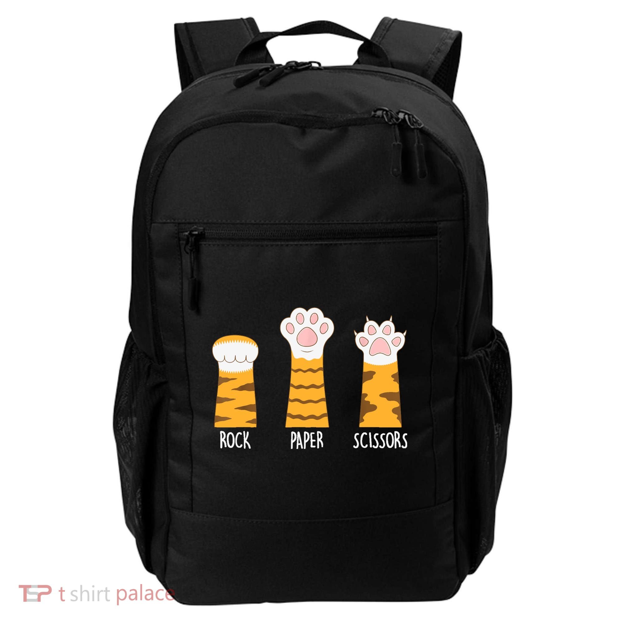 Rock Paper Scissors Hand Game Funny Cute Paw Cat Lovers Backpack