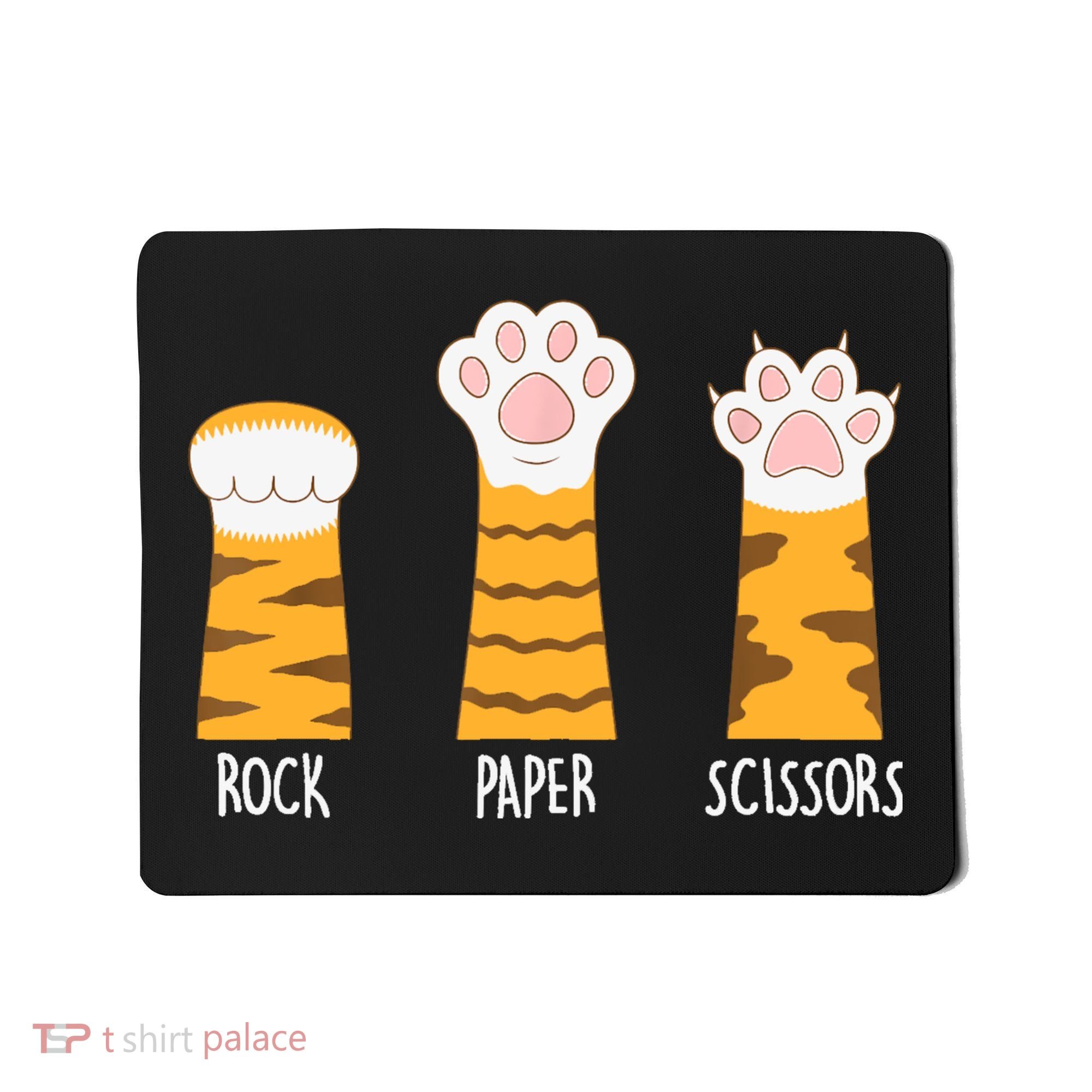 Rock Paper Scissors Hand Game Funny Cute Paw Cat Lovers Mousepad