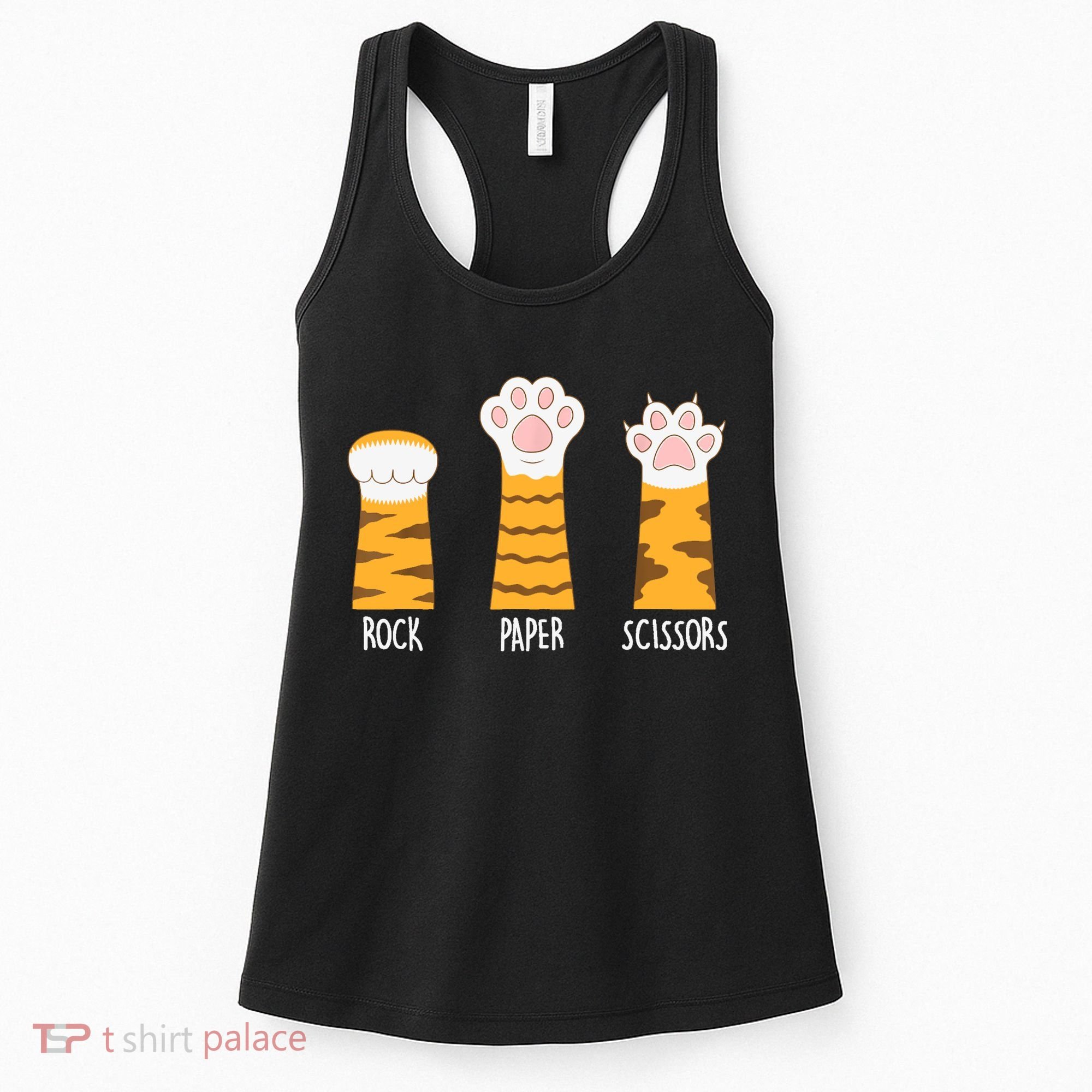 Rock Paper Scissors Hand Game Funny Cute Paw Cat Lovers Women's Tank Top