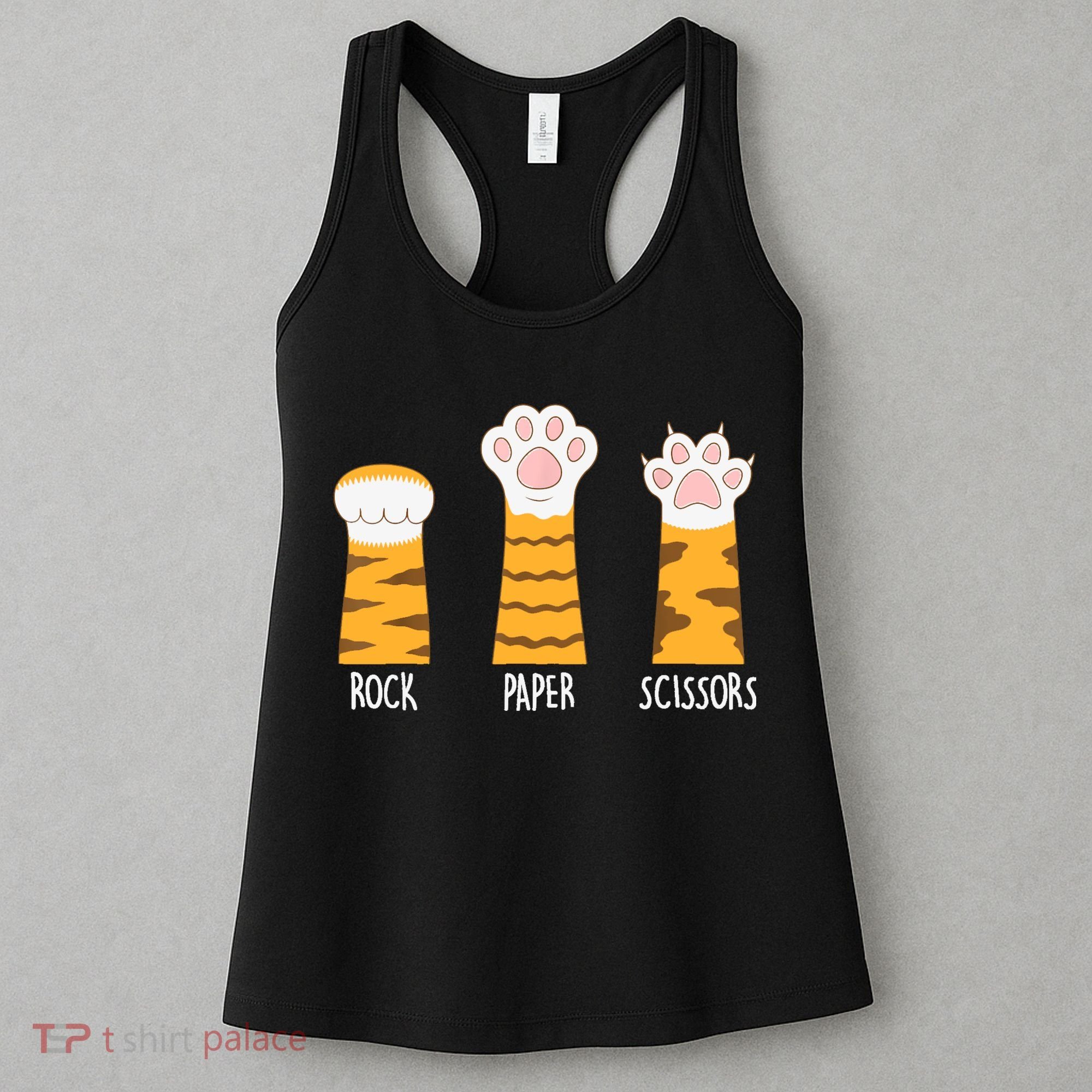 Rock Paper Scissors Hand Game Funny Cute Paw Cat Lovers Women's Tank Top