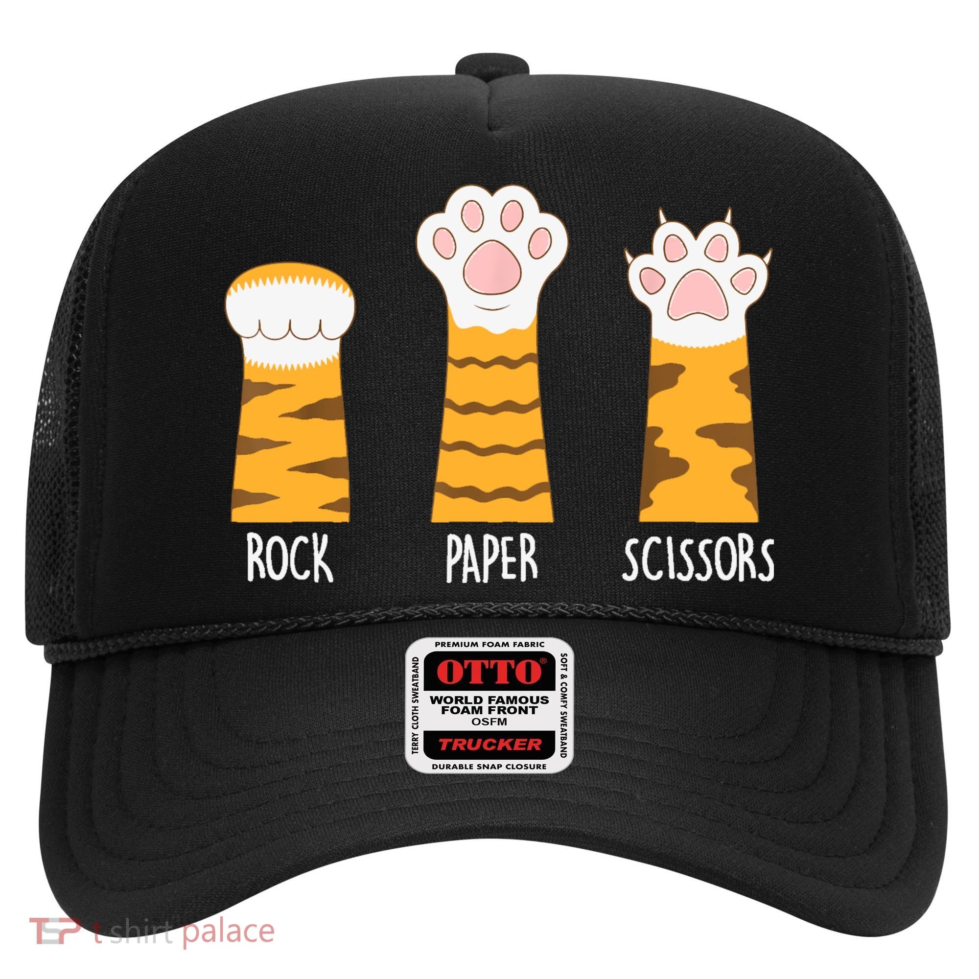 Rock Paper Scissors Hand Game Funny Cute Paw Cat Lovers Hat