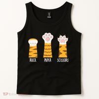 Rock Paper Scissors Hand Game Funny Cute Paw Cat Lovers Tank Top thumb 2