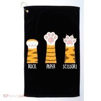Rock Paper Scissors Hand Game Funny Cute Paw Cat Lovers Golf Towel thumb 0