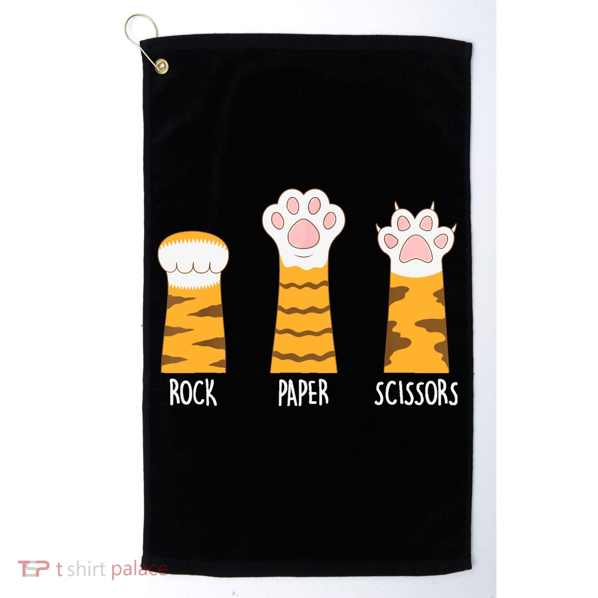 Rock Paper Scissors Hand Game Funny Cute Paw Cat Lovers Golf Towel