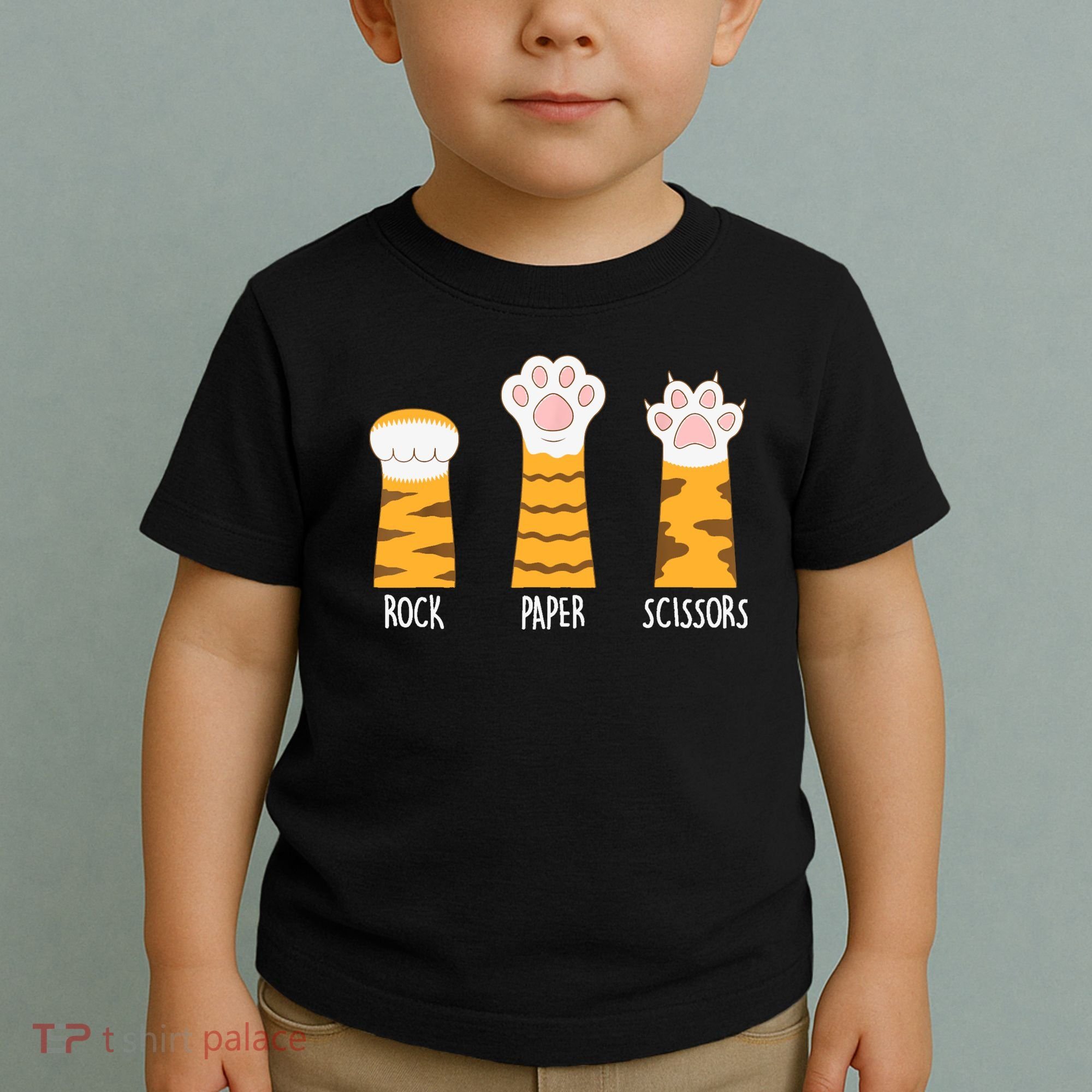 Rock Paper Scissors Hand Game Funny Cute Paw Cat Lovers Toddler T-Shirt