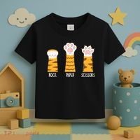 Rock Paper Scissors Hand Game Funny Cute Paw Cat Lovers Toddler T-Shirt thumb 3